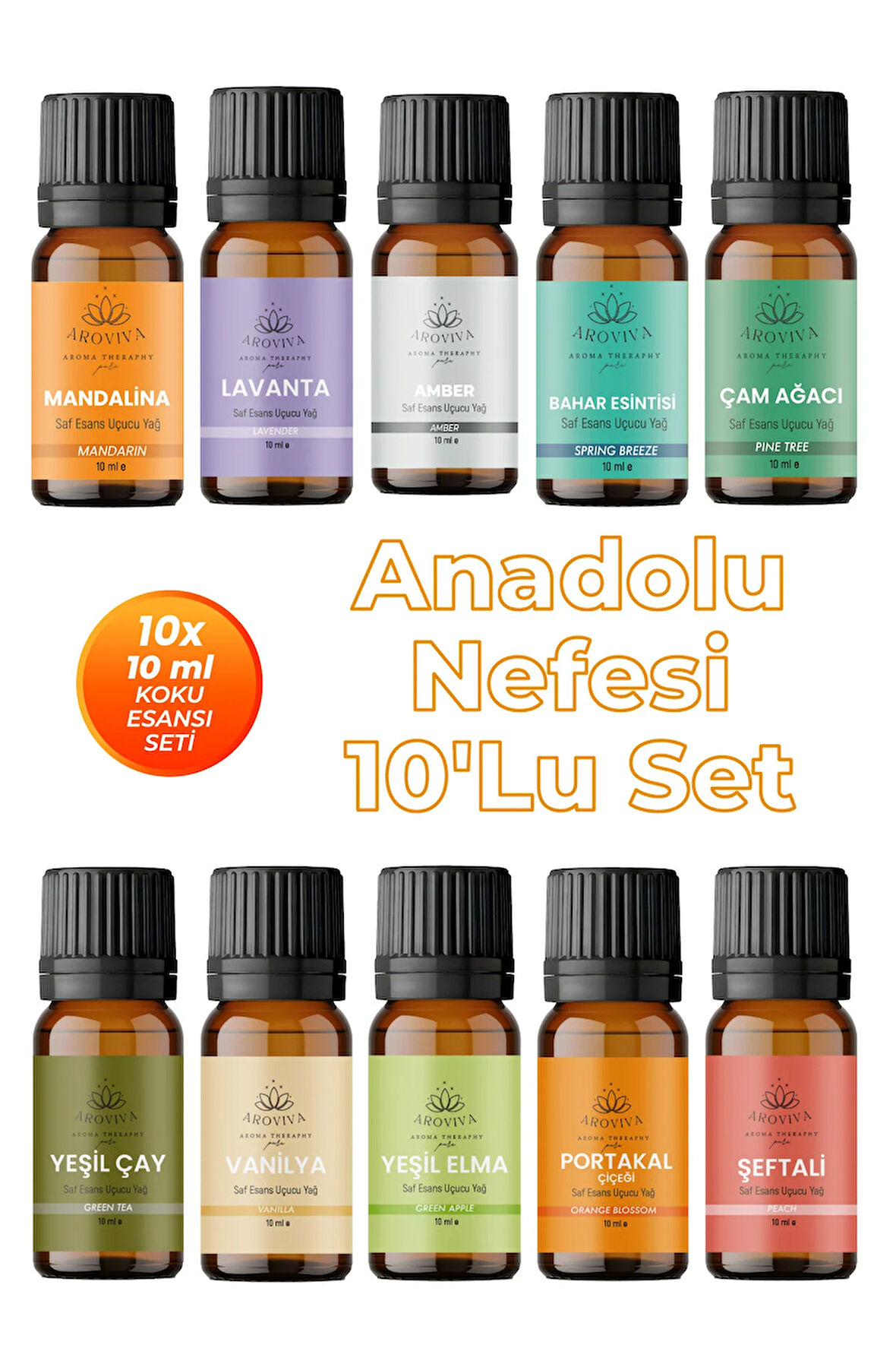Anadolu Nefesi Esansiyel Uçucu Koku Yağı Buhurdanlık Yağı Difüzör Esansı 10'Lu Set 10x10ml Anadolu Nefesi Esansiyel Uçucu Koku Yağı Buhurdanlık Yağı Difüzör Esansı 10'Lu Set 10x10ml