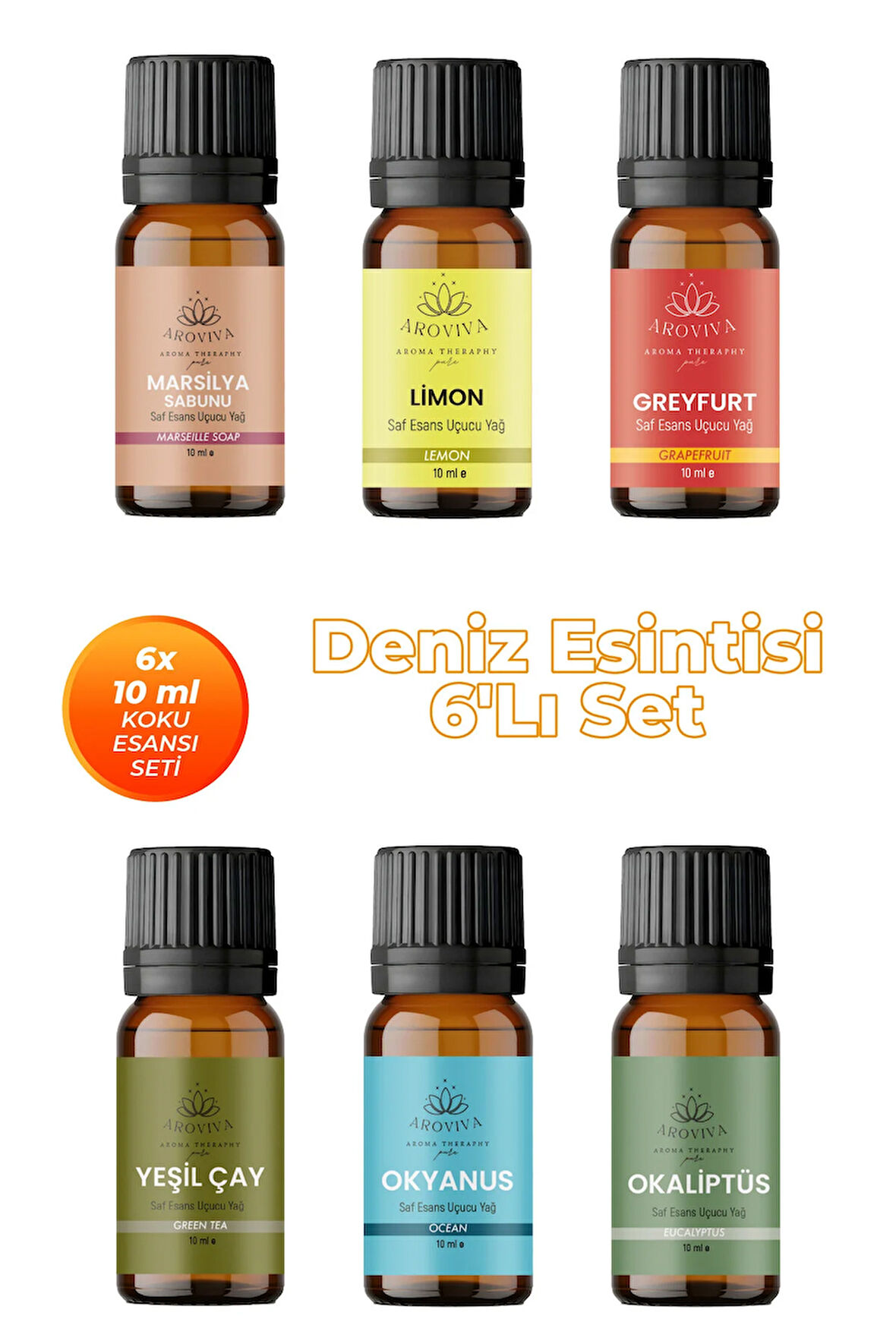 Deniz Esintisi Oda Kokusu 6'Lı Set- Doğal Esansiyel Uçucu Yağ, Difüzör Esansı, Buhurdanlık Yağı Deniz Esintisi Oda Kokusu 6'Lı Set- Doğal Esansiyel Uçucu Yağ, Difüzör Esansı, Buhurdanlık Yağı