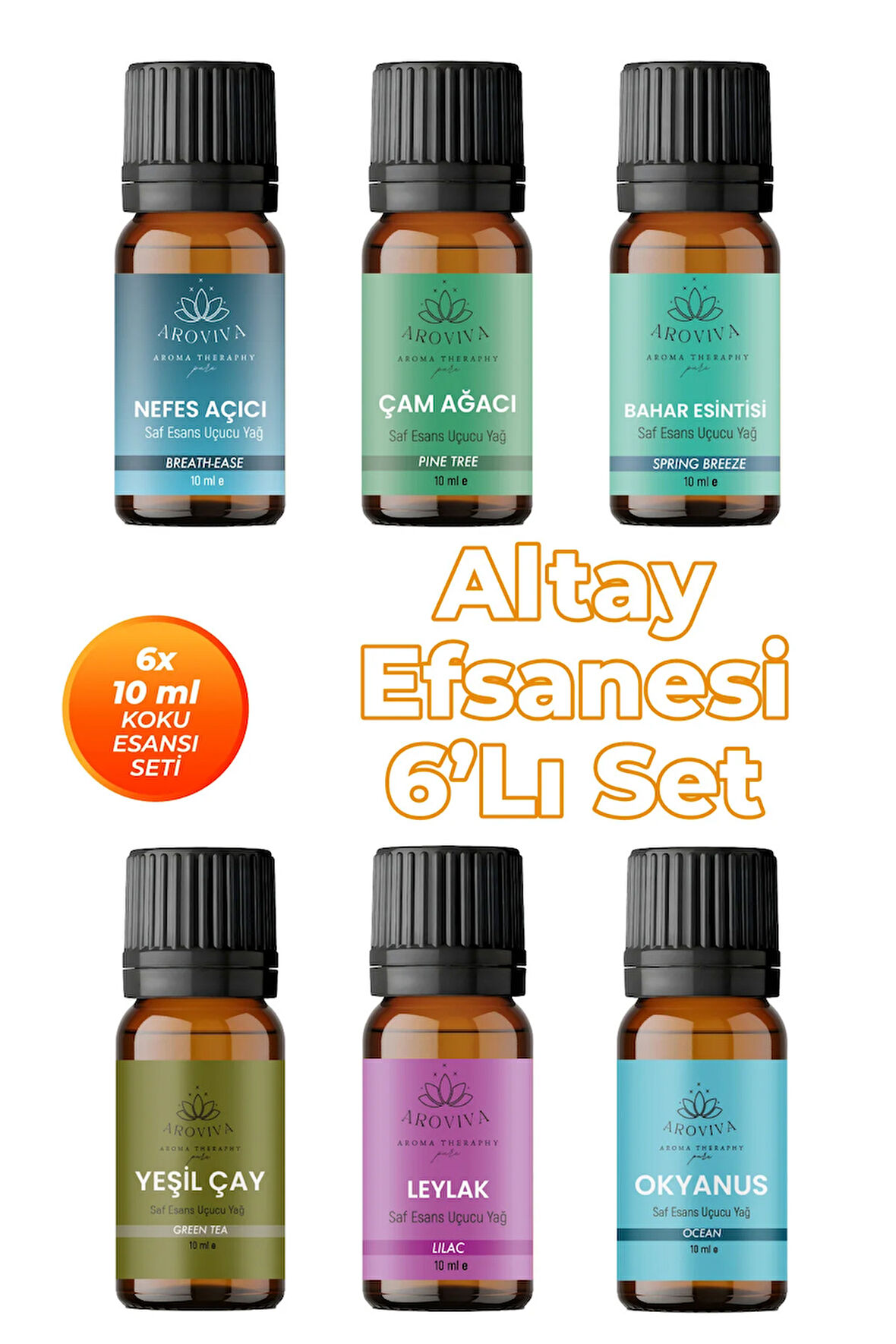 Altay Efsanesi Oda Kokusu 6'Lı Set- Doğal Esansiyel Uçucu Yağ, Difüzör Esansı, Buhurdanlık Yağı Altay Efsanesi Oda Kokusu 6'Lı Set- Doğal Esansiyel Uçucu Yağ, Difüzör Esansı, Buhurdanlık Yağı