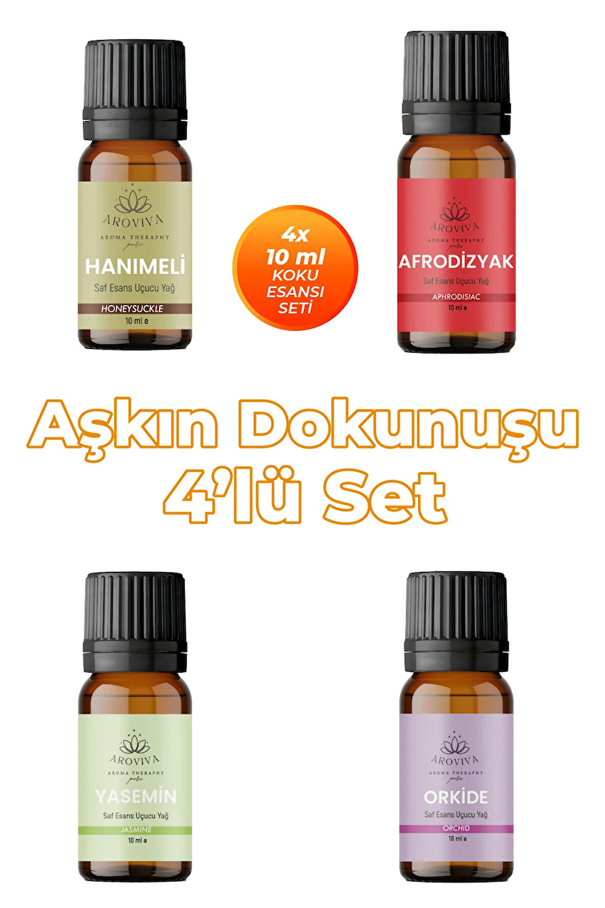 Aşkın Dokunuşu Oda Kokusu 4'Lü Set- Doğal Esansiyel Uçucu Yağ, Difüzör Esansı, Buhurdanlık Yağı Aşkın Dokunuşu Oda Kokusu 4'Lü Set- Doğal Esansiyel Uçucu Yağ, Difüzör Esansı, Buhurdanlık Yağı