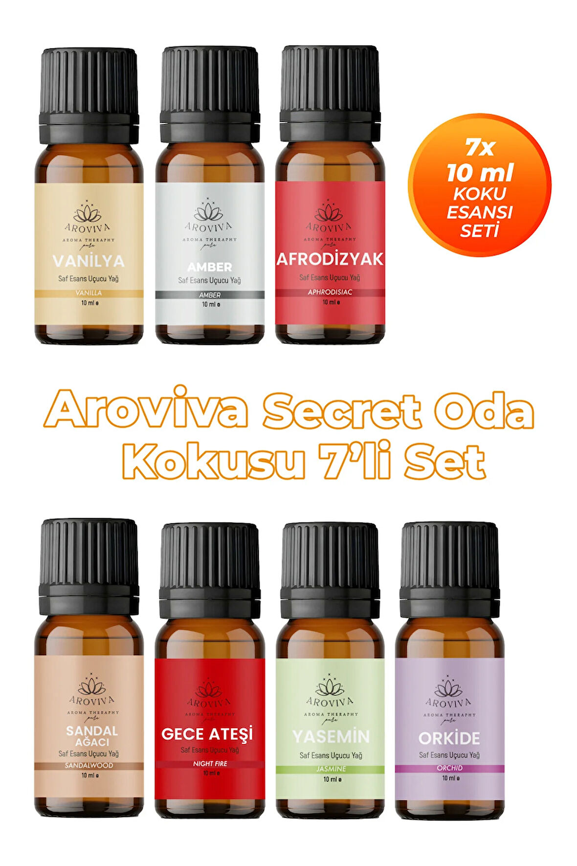 Secret Esansiyel Uçucu Koku Yağı Buhurdanlık Yağı Difüzör Esansı 7'Li Set 7x10ml Secret Esansiyel Uçucu Koku Yağı Buhurdanlık Yağı Difüzör Esansı 7'Li Set 7x10ml