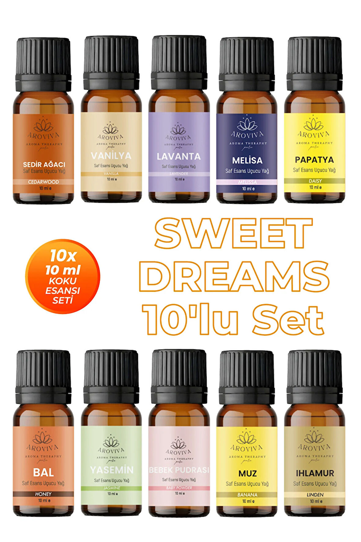 Sweet Dreams 10'lu Set Oda Kokusu Esansı - Uyku Yardımcısı (10x10ml) Sweet Dreams 10'lu Set Oda Kokusu Esansı - Uyku Yardımcısı (10x10ml)