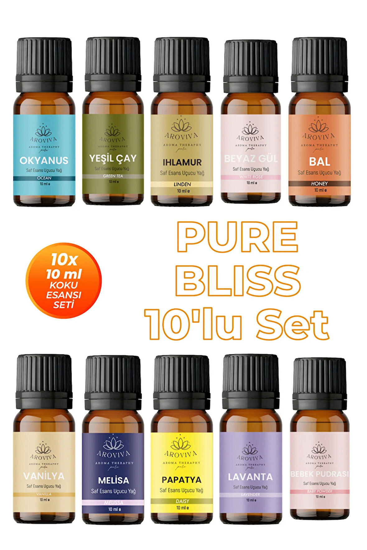Pure Bliss 10'lu Set Oda Kokusu Esansı - Bebekler İçin (10x10ml) Pure Bliss 10'lu Set Oda Kokusu Esansı - Bebekler İçin (10x10ml)