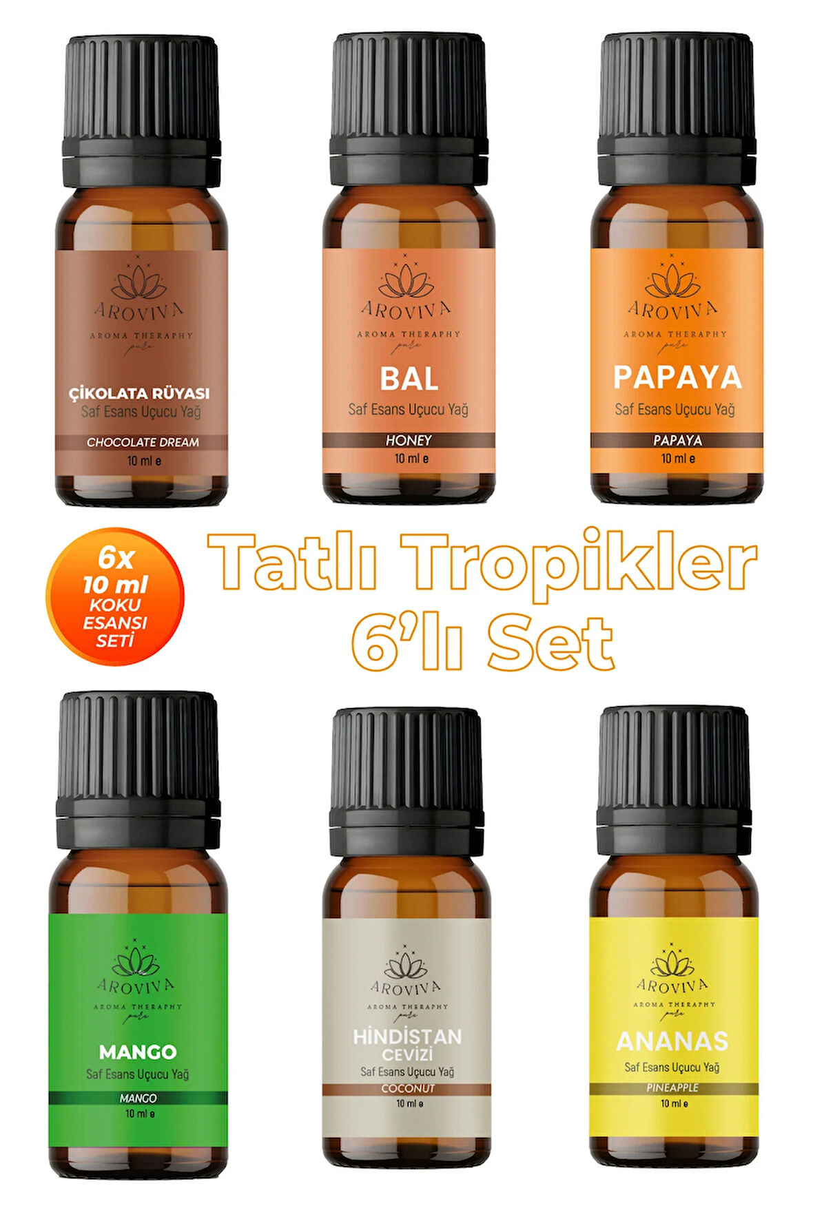 Tatlı Tropikler 6'lı Set Oda Kokusu Esansı - Kremalı & Egzotik (6x10ml) Tatlı Tropikler 6'lı Set Oda Kokusu Esansı - Kremalı & Egzotik (6x10ml)