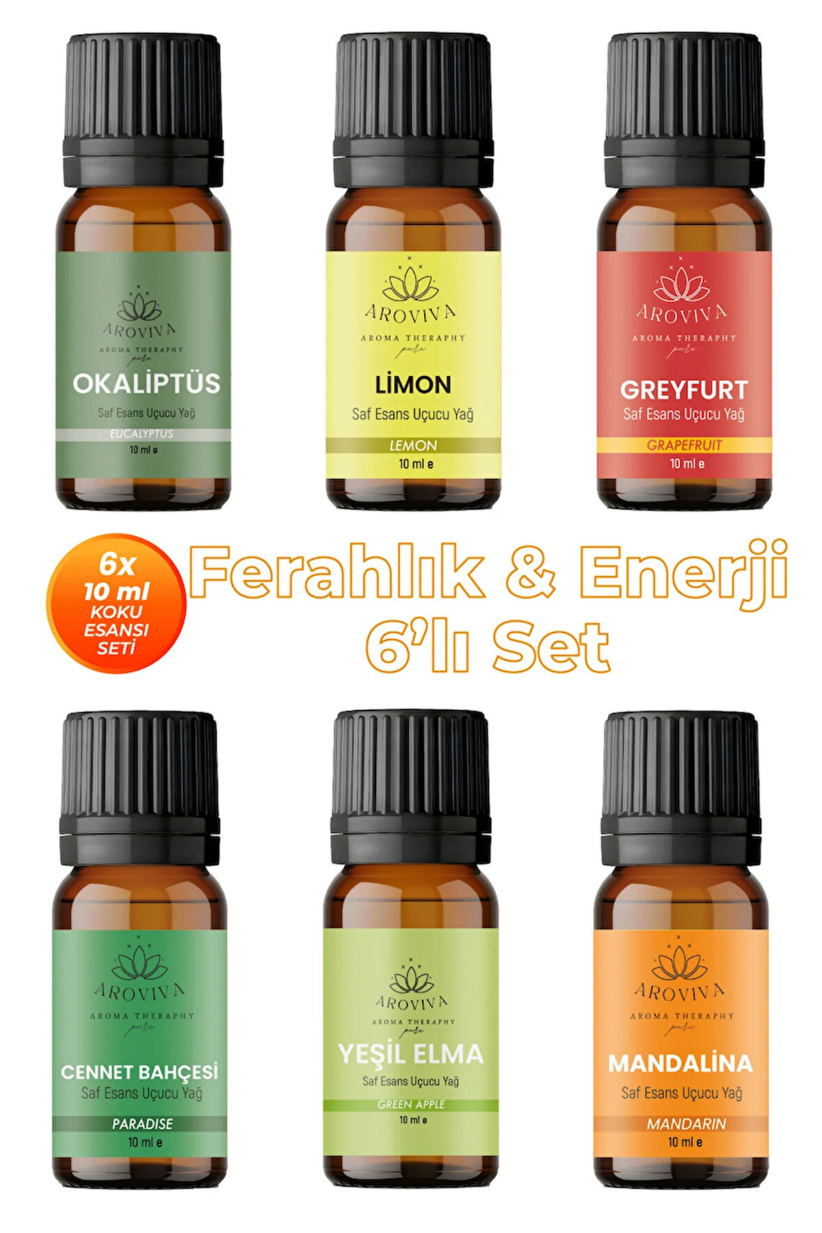 Ferahlık & Enerji 6'lı Set Oda Kokusu Esansı - Zindelik (6x10ml) Ferahlık & Enerji 6'lı Set Oda Kokusu Esansı - Zindelik (6x10ml)