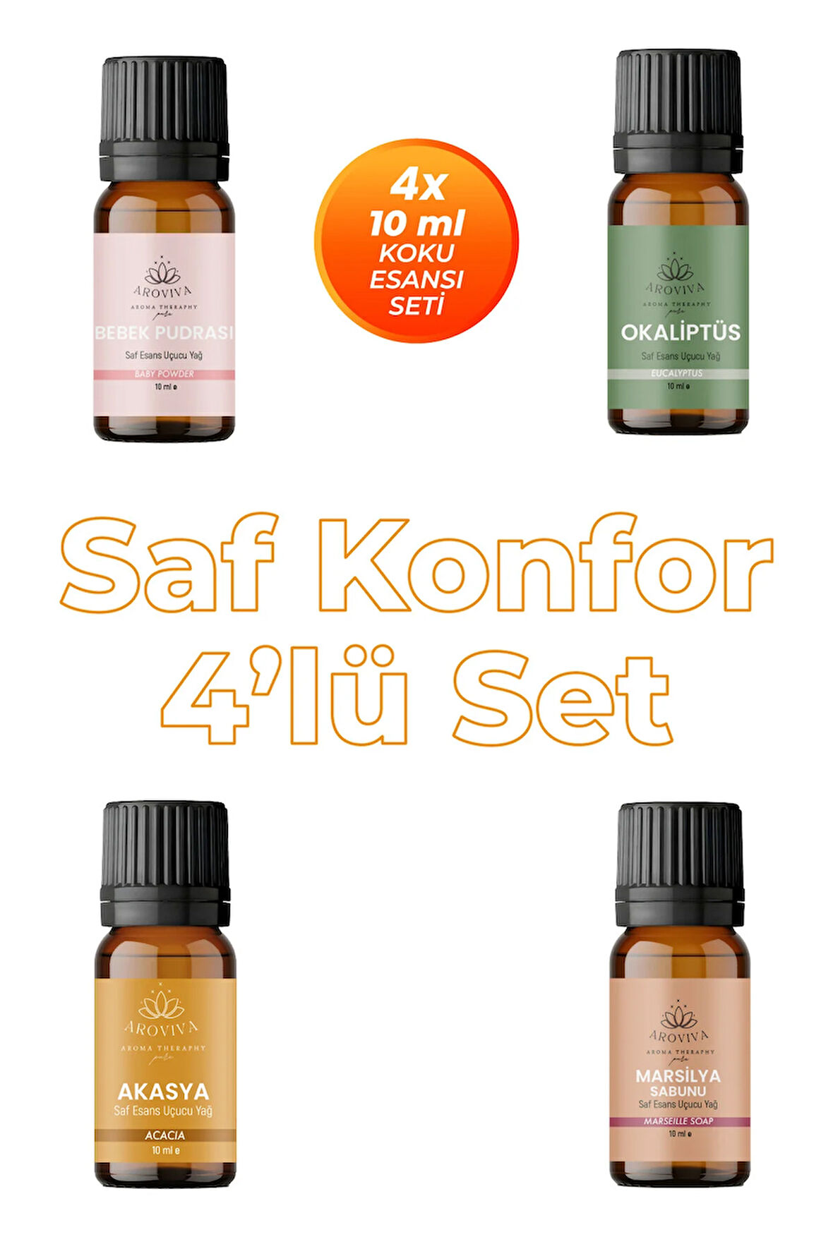 Saf Konfor 4'lü Set Oda Kokusu Esansı - Hijyen & Huzur (4x10ml) Saf Konfor 4'lü Set Oda Kokusu Esansı - Hijyen & Huzur (4x10ml)