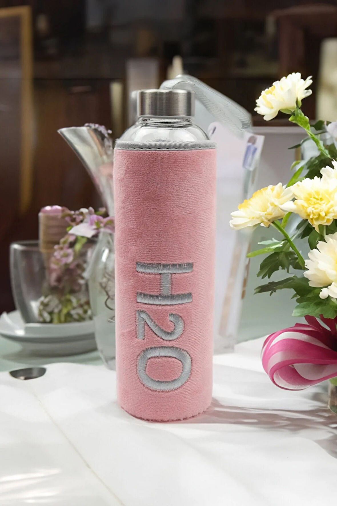 Peluş Kılıflı 600 ML Cam Matara