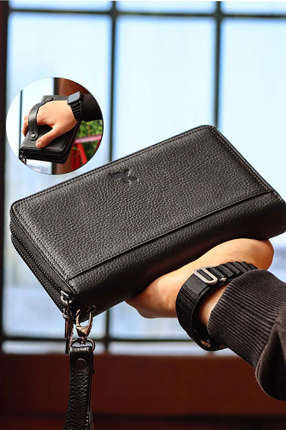 Hakiki Deri Fermuarlı Unisex Portföy Cüzdan