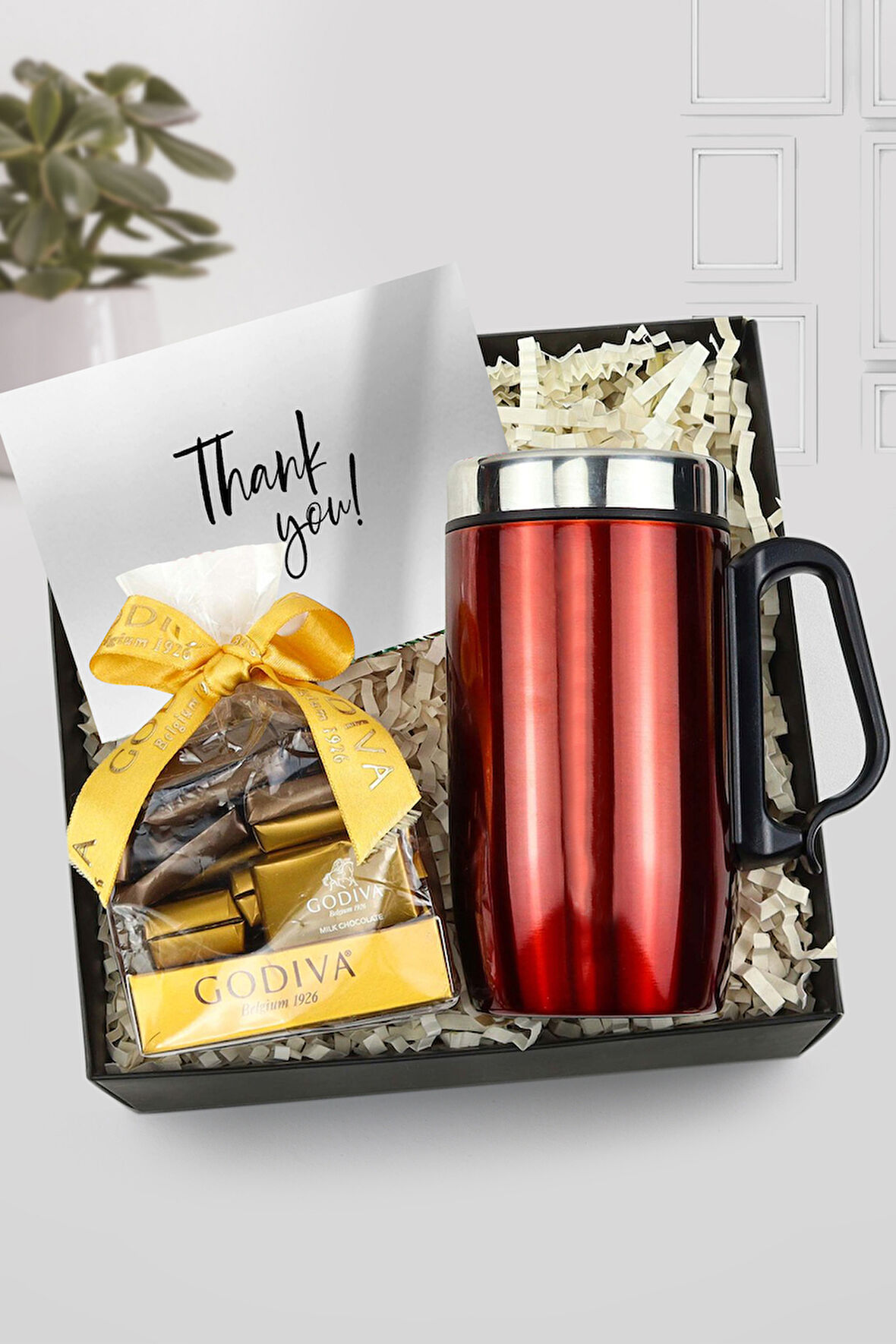 Kulplu 280 ML Çelik Termos & Godiva Napoliten Çikolata Hediye Seti