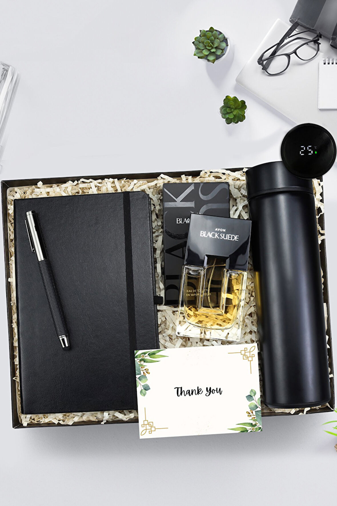 Siyah Defter & Siyah Touch Kalem & Full Speed Erkek Parfüm & 500 ML Dereceli Termos Hediye Seti
