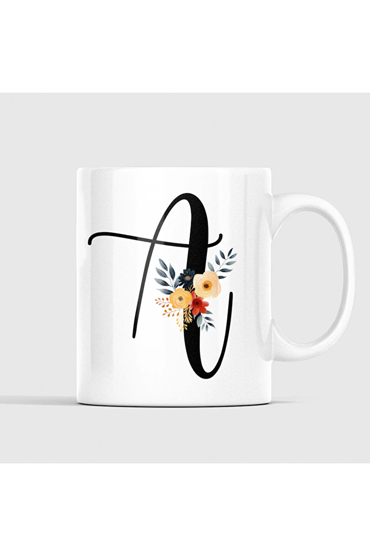 Çiçek Harfli Kupa, Harfli Kupa, Çiçekli Kupa, Yazılı Kupa, İsim Kupa, Nişan Hediyesi, Düğün Hediyesi