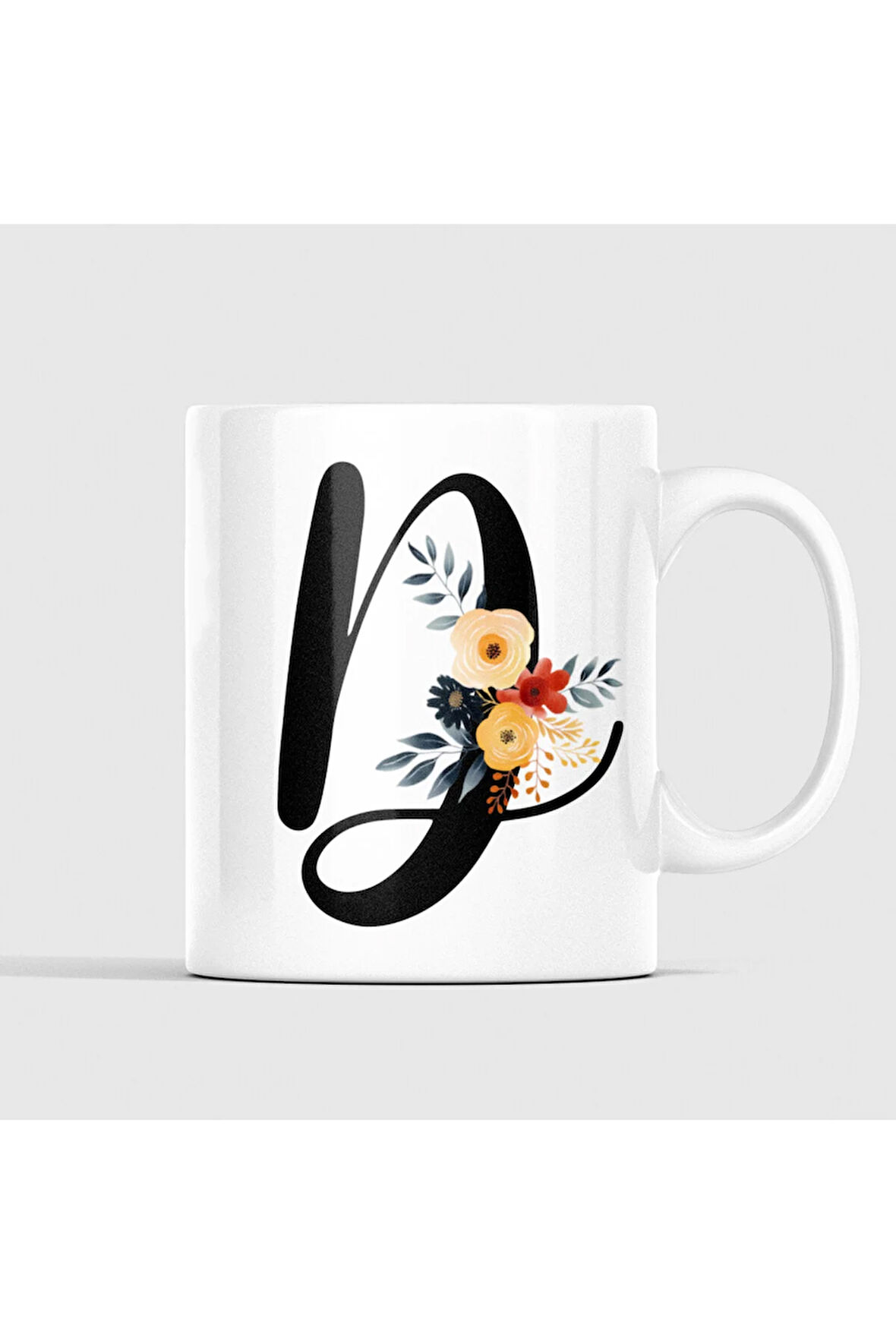 Çiçek Harfli Kupa, Harfli Kupa, Çiçekli Kupa, Yazılı Kupa, İsim Kupa, Nişan Hediyesi, Düğün Hediyesi