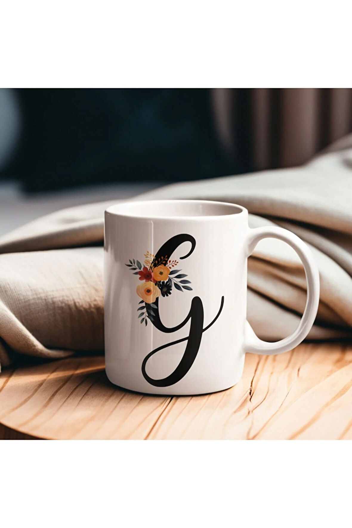 Çiçek Harfli Kupa, Harfli Kupa, Çiçekli Kupa, Yazılı Kupa, İsim Kupa, Nişan Hediyesi, Düğün Hediyesi