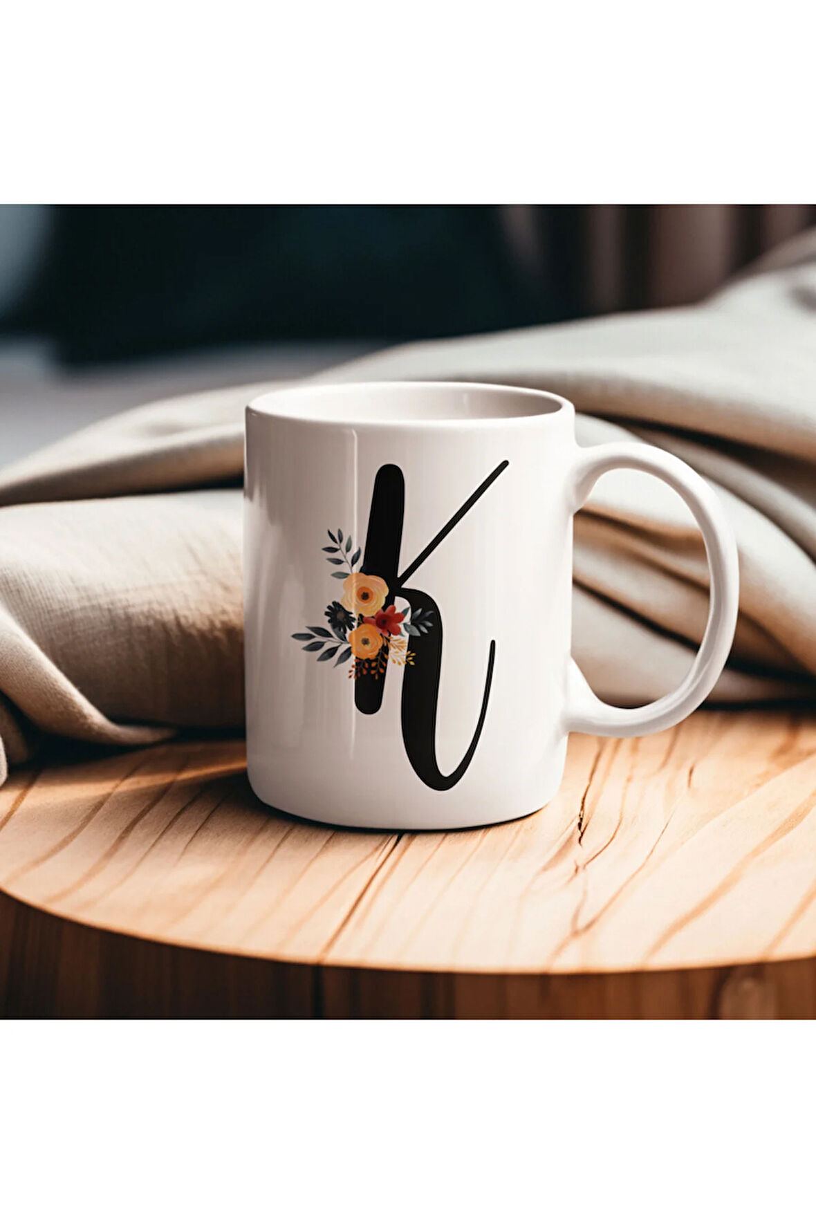 Çiçek Harfli Kupa, Harfli Kupa, Çiçekli Kupa, Yazılı Kupa, İsim Kupa, Nişan Hediyesi, Düğün Hediyesi