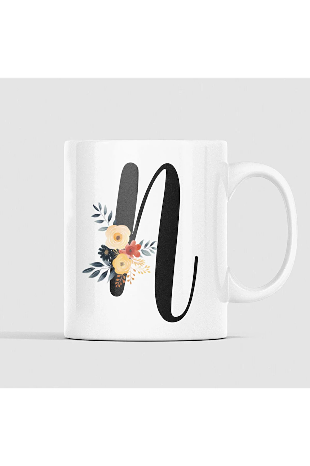 Çiçek Harfli Kupa, Harfli Kupa, Çiçekli Kupa, Yazılı Kupa, İsim Kupa, Nişan Hediyesi, Düğün Hediyesi