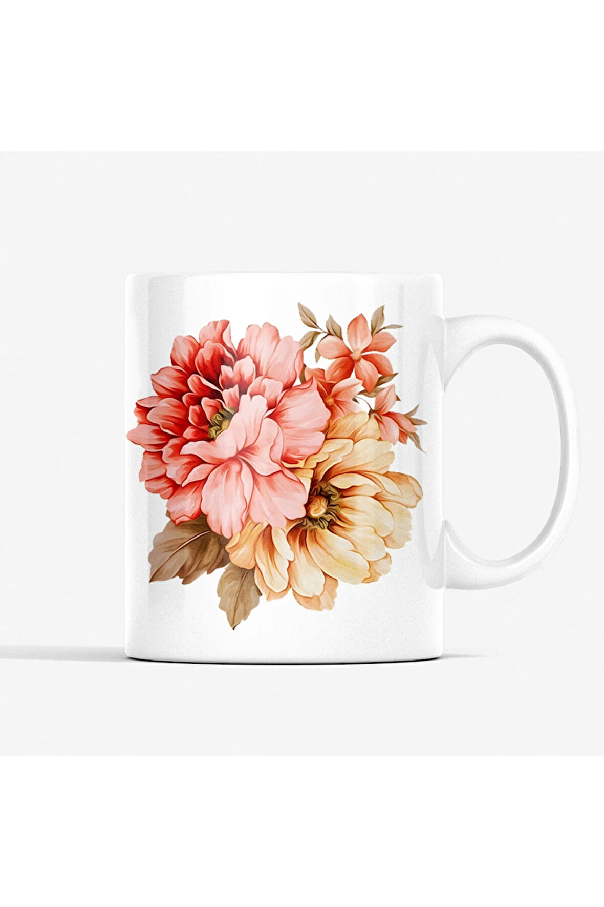 Çiçekli Kupa, Romantik Çiçekli Kahve Kupası, Kupa Baskı