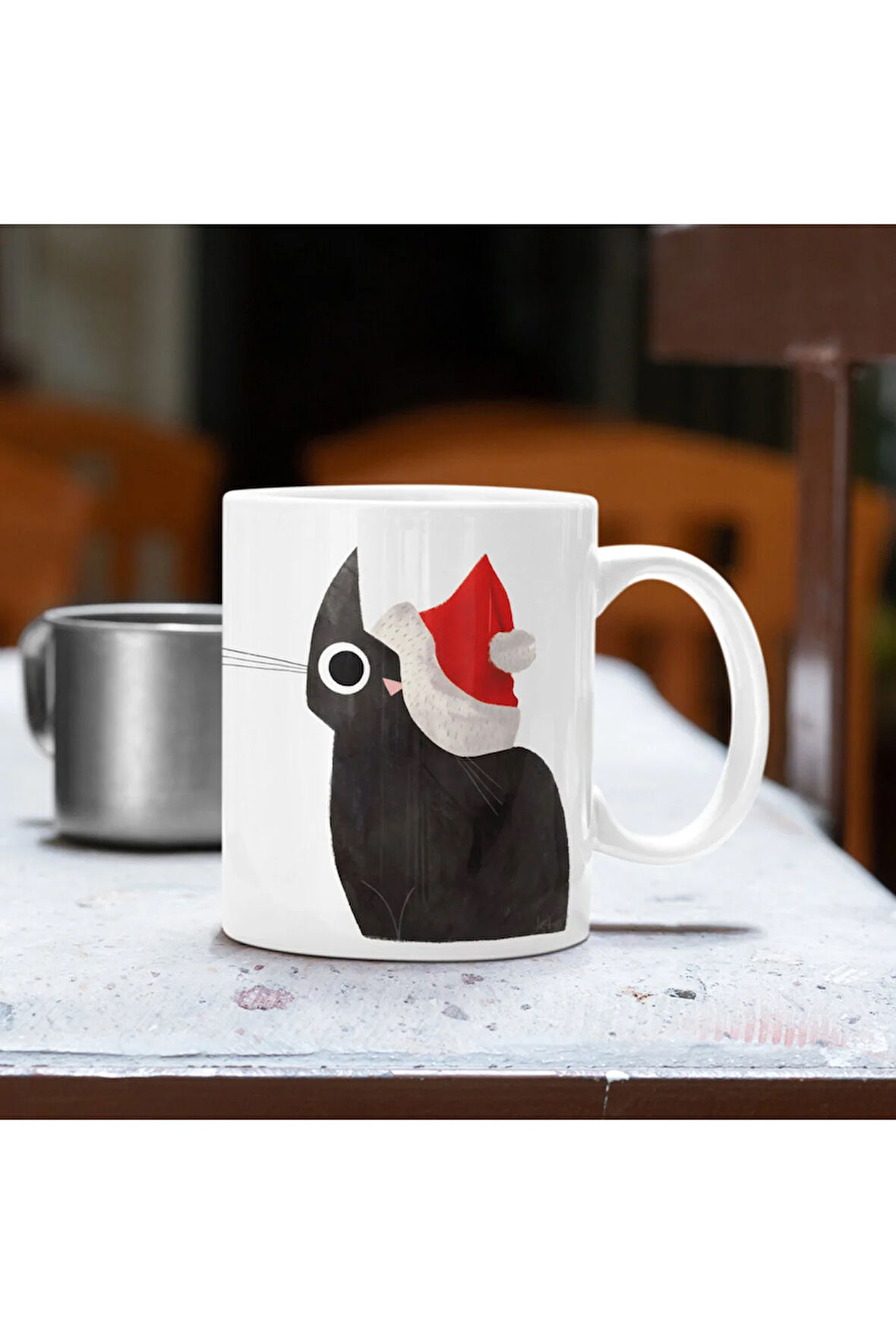 Yılbaşı Temalı Kedili Kahve Kupası