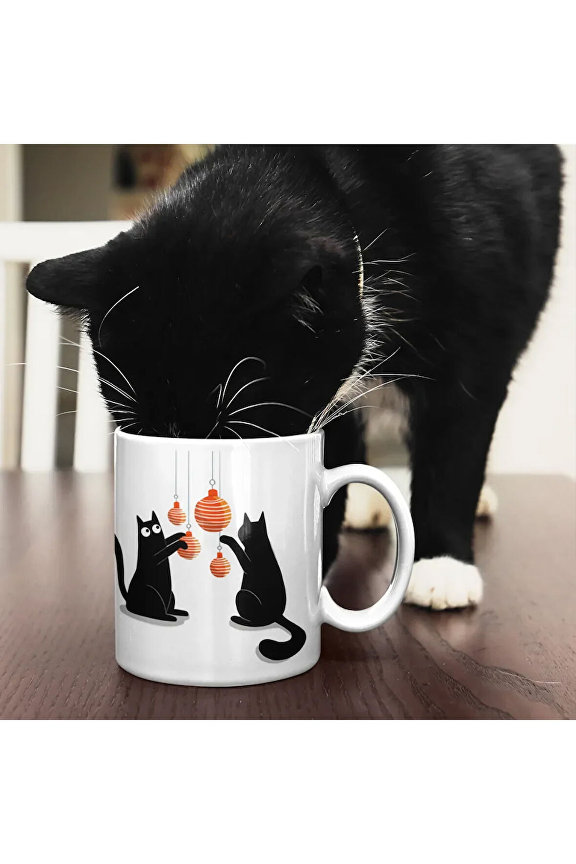 Yılbaşı Temalı, Siyah Kedili Kahve Kupası