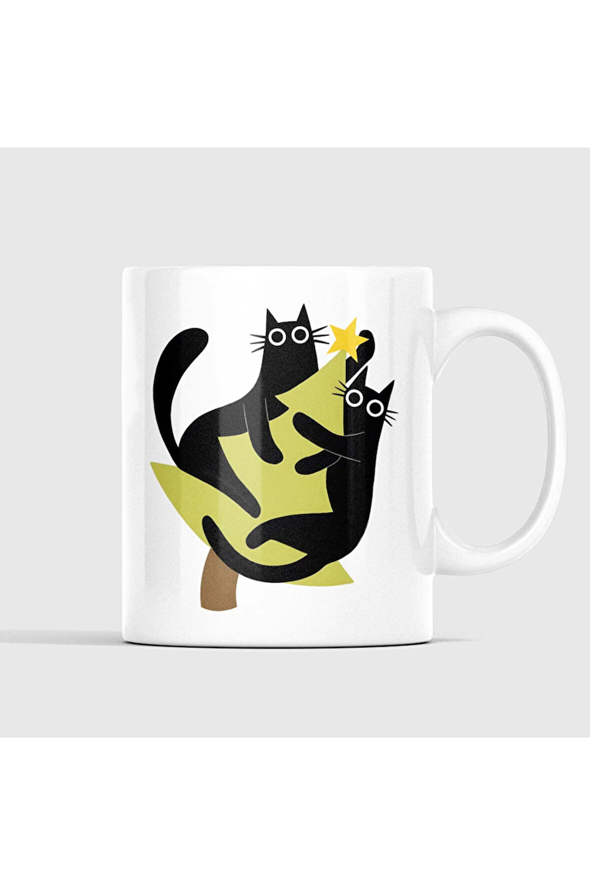 Yılbaşı Ağacı, Siyah Kedili, Hediyelik Kahve Kupası