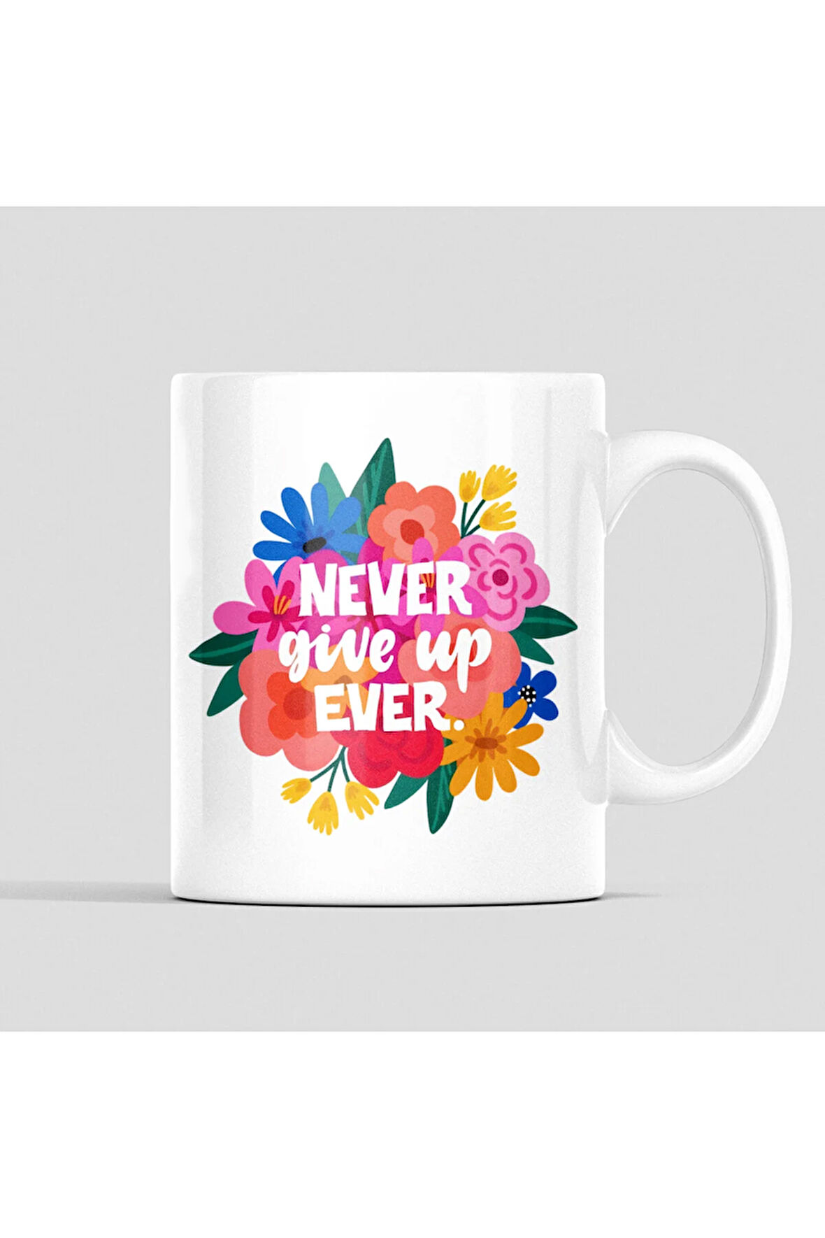 Motivasyon Kupa, Asla Vazgeçme, Yazılı Kupa, Kaliteli ve Canlı Renkli Kupa Baskı