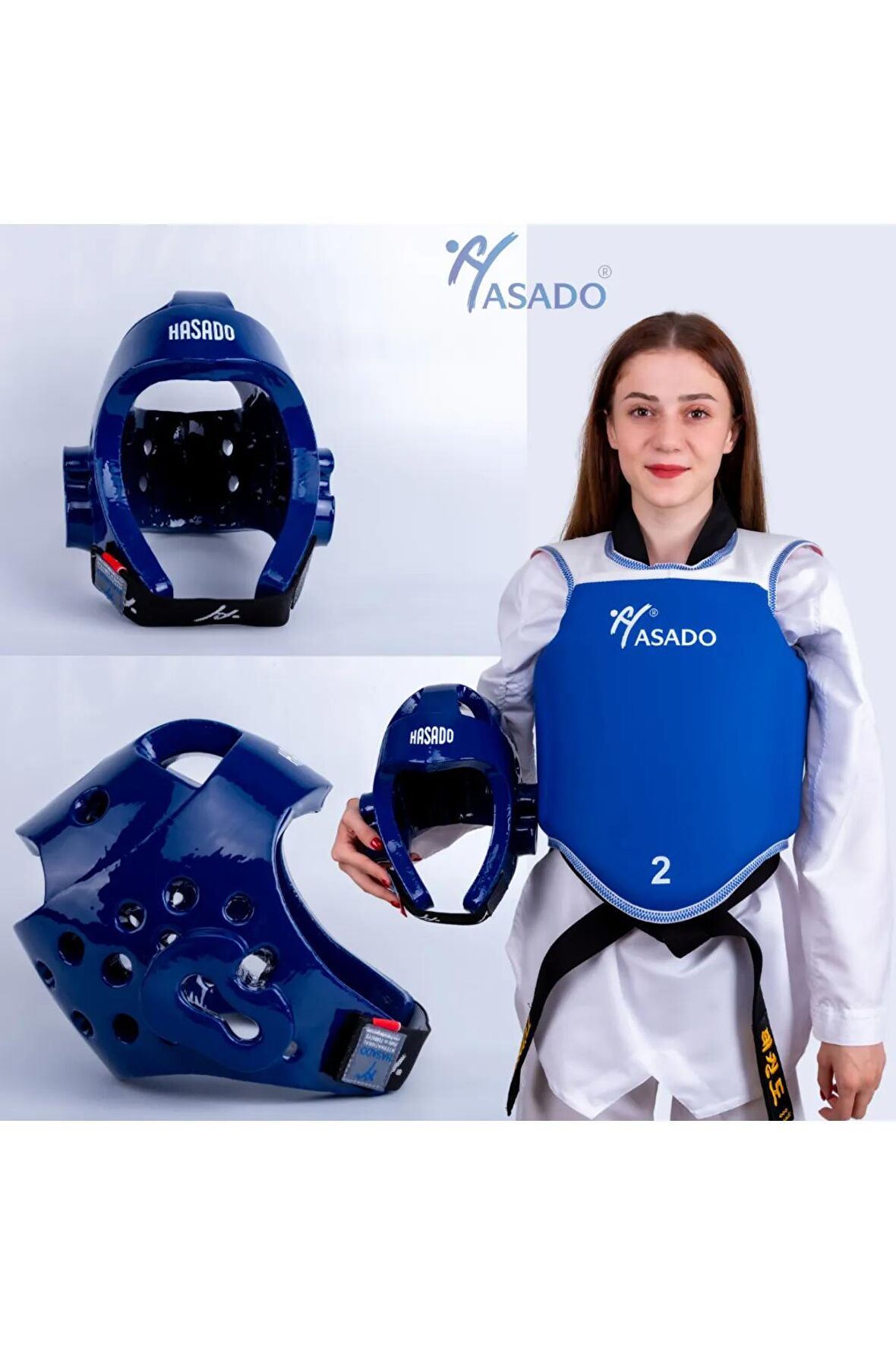 Safeguard-Selfguard Taekwondo Vücut Göğüs Koruyucu Çift Yönlü + Açık Mantar Kask