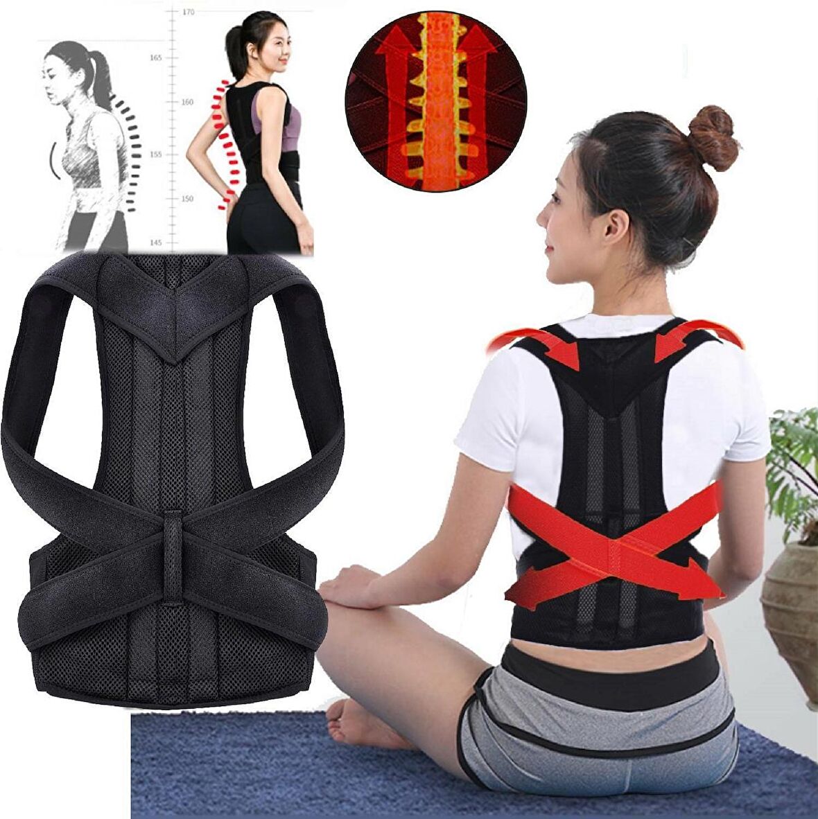 Yeni Model Dik Duruş Aparatı Kamburluk Önleyici Posturex Dik Duruş Korsesi Sırt Omuz Desteği