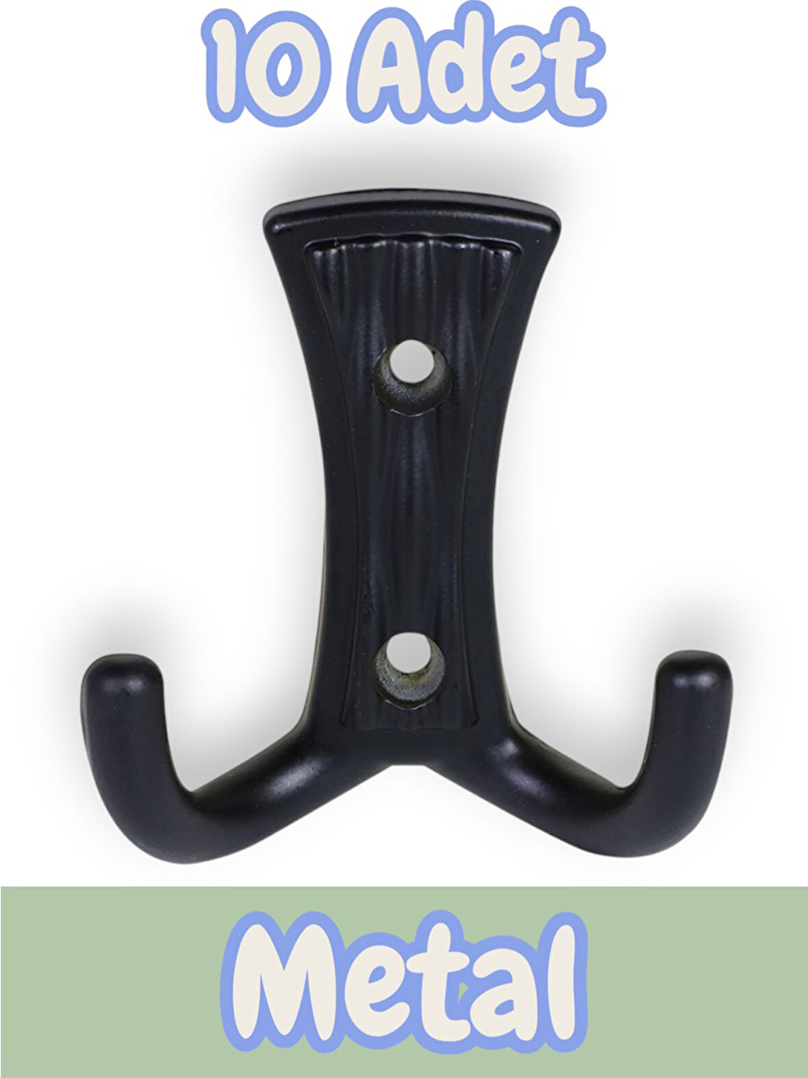 Troy Portmanto Vestiyer Duvar Dolap Elbise Askısı Siyah Metal Mobilya Kapı Askılığı Askılık (10 Adet)