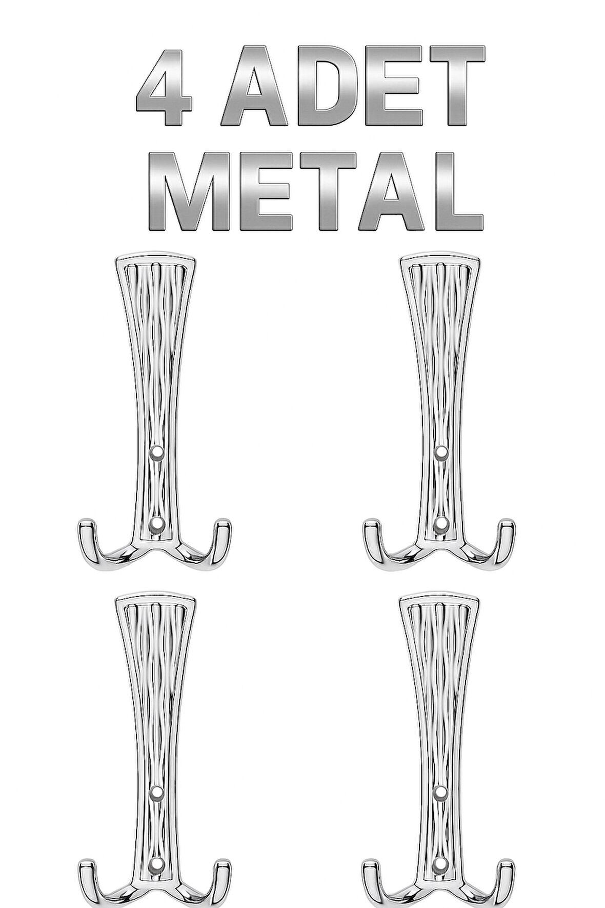 Troy Portmanto Vestiyer Duvar Dolap Elbise Askısı Krom Metal Mobilya Kapı Askılığı Askılık (4 Adet)
