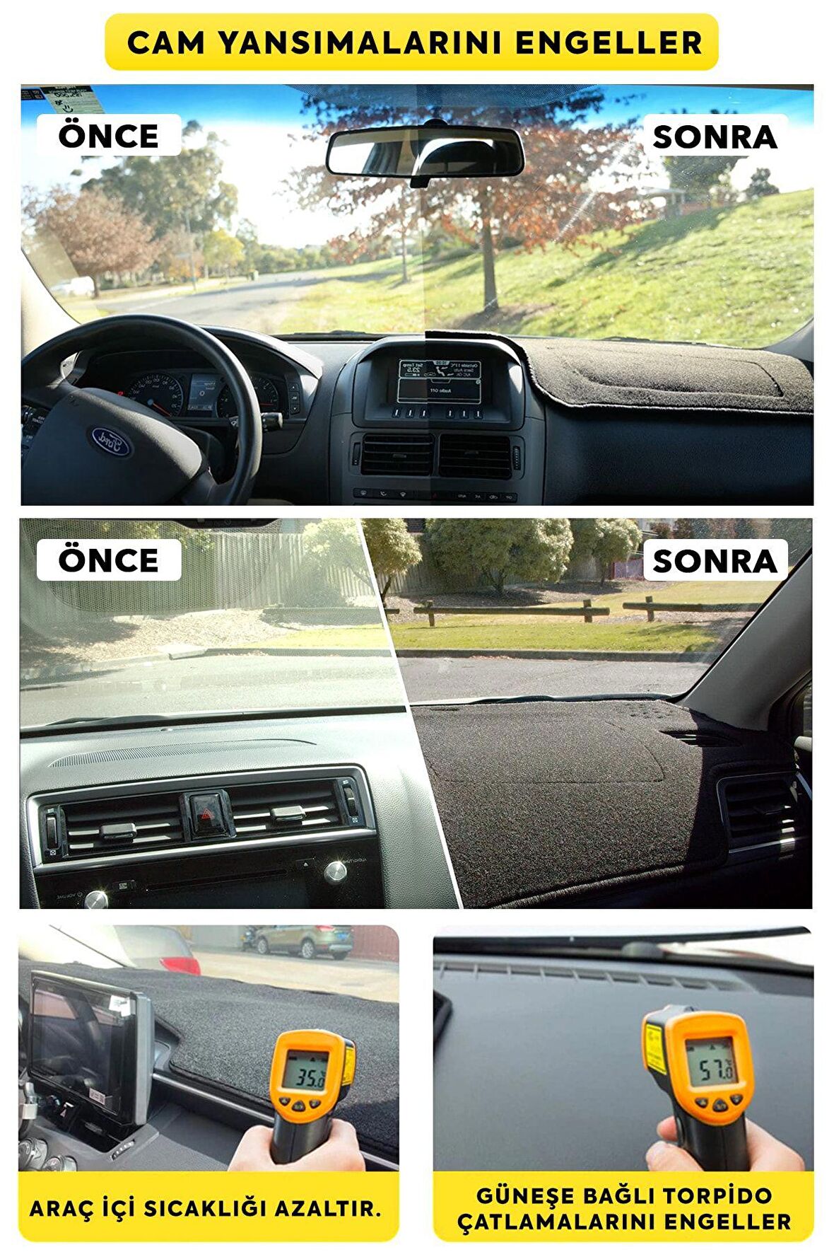 Ford Focus 2 (2005-2007) 3d Torpido Kılıfı Panel Koruyucu Göğüs Kaplama - Mavi Şerit