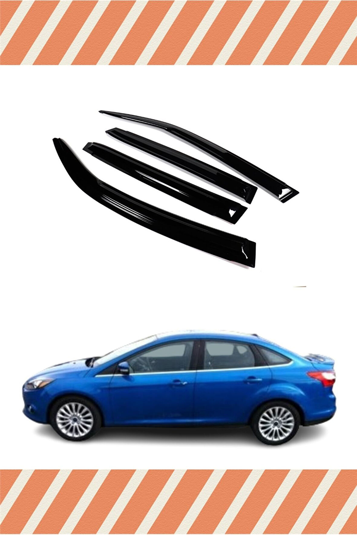 Ford Focus 4 Sedan 2015-2018 4'lü Mügen Tip Cam Rüzgarlığı