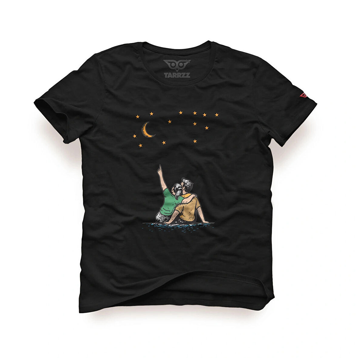 Tarrzz Dream Tasarım Tişört Sanatsal Baskılı Tişört %100 Pamuklu Siyah Bisiklet Yaka Kısa Kollu Tasarım Tshirt