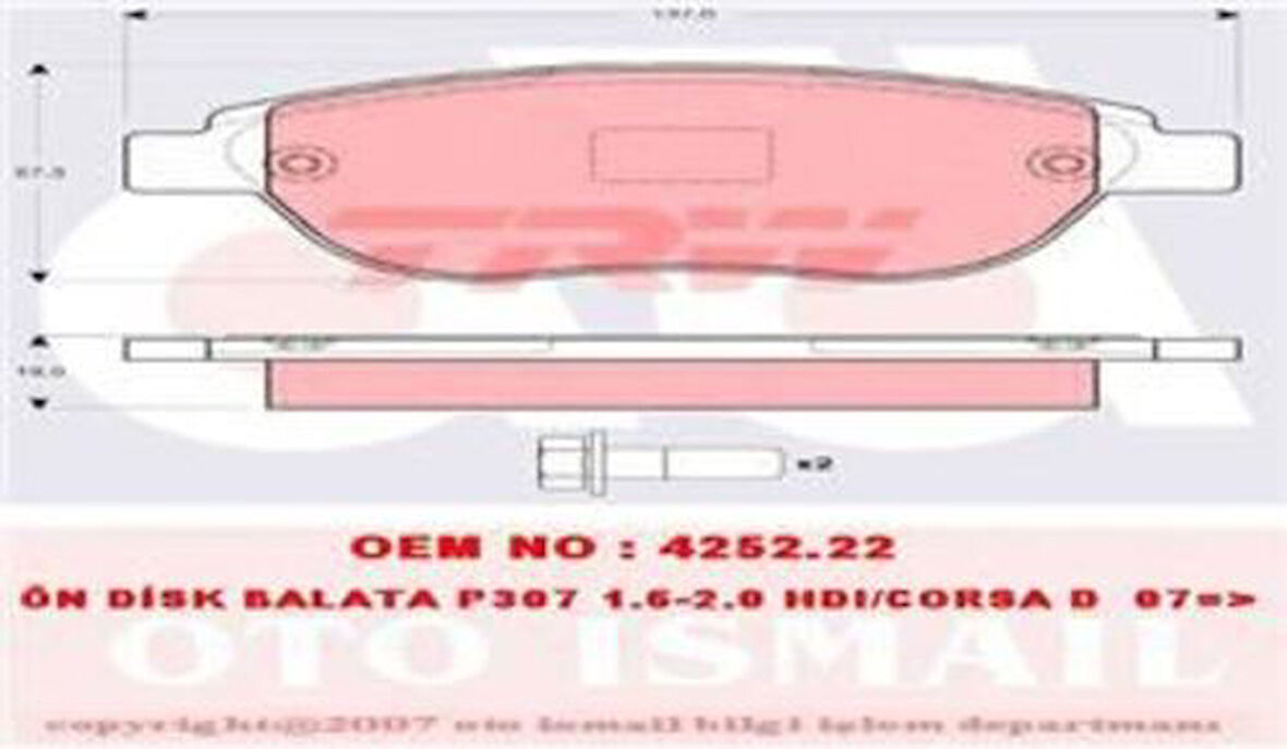 TRW GDB1464 Ön Fren Balatası C3 II C4 Xsara P1007 207 P307 Doblo 2006- 4254.71