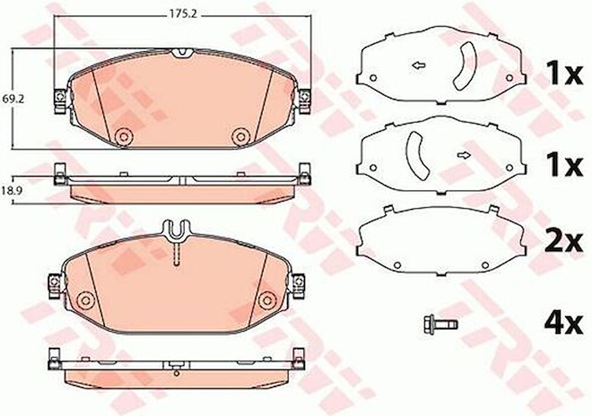 TRW GDB2097 Fren Balatası Ön W205 14-C205 15-W213 16-S213 16-A238 17-C238 17- 0004209300