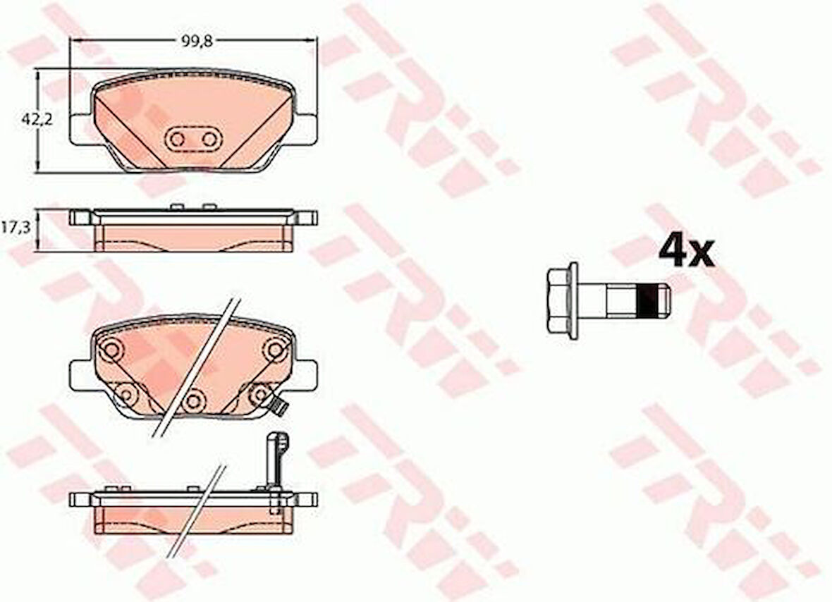 TRW GDB2156 Arka Fren Balatası Egea 1.4 1.6 1.3 Multijet 1.6D Multijet 15- 263310915RL