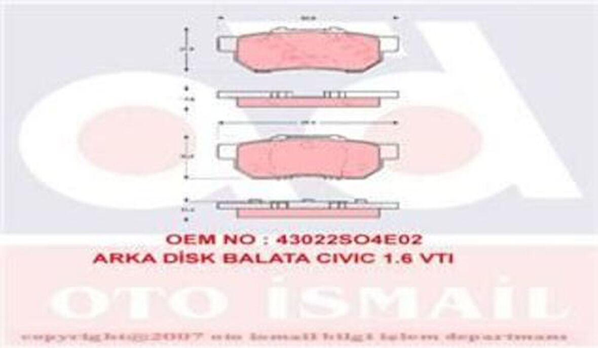 TRW GDB3113 Arka Fren Balatası Honda Civic 1.6 96-06 Jazz 02-07 43022SO4E02
