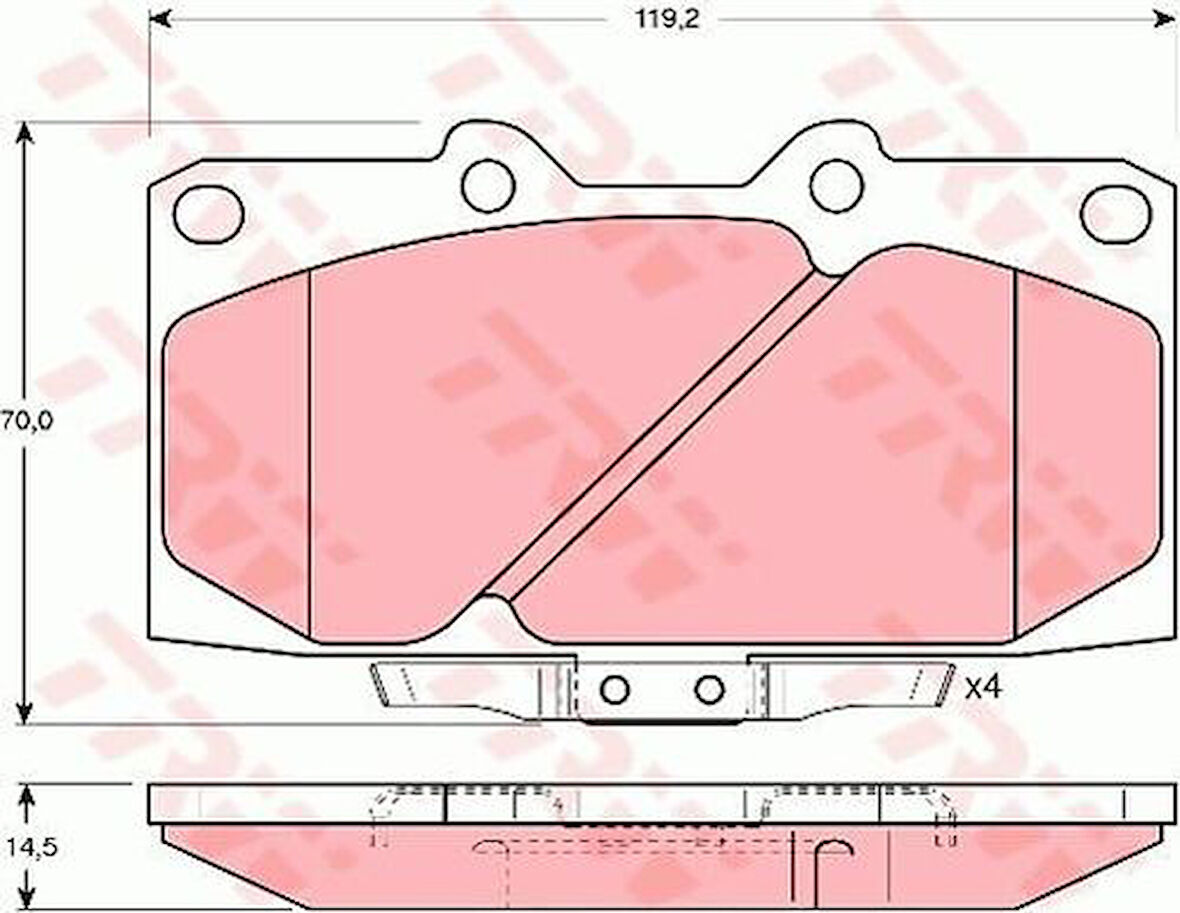 TRW GDB3131 Ön Fren Balatası Subaru Impreza 2.0 GT Turbo 98-05 Forester 98-02 Turbo 4108040P27
