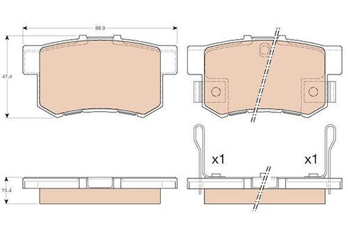TRW GDB3175 Arka Fren Balatası Honda Civic 2001-CRV 2001-2007 Accord 1998-2008 Frv 04- 43022S5AE50