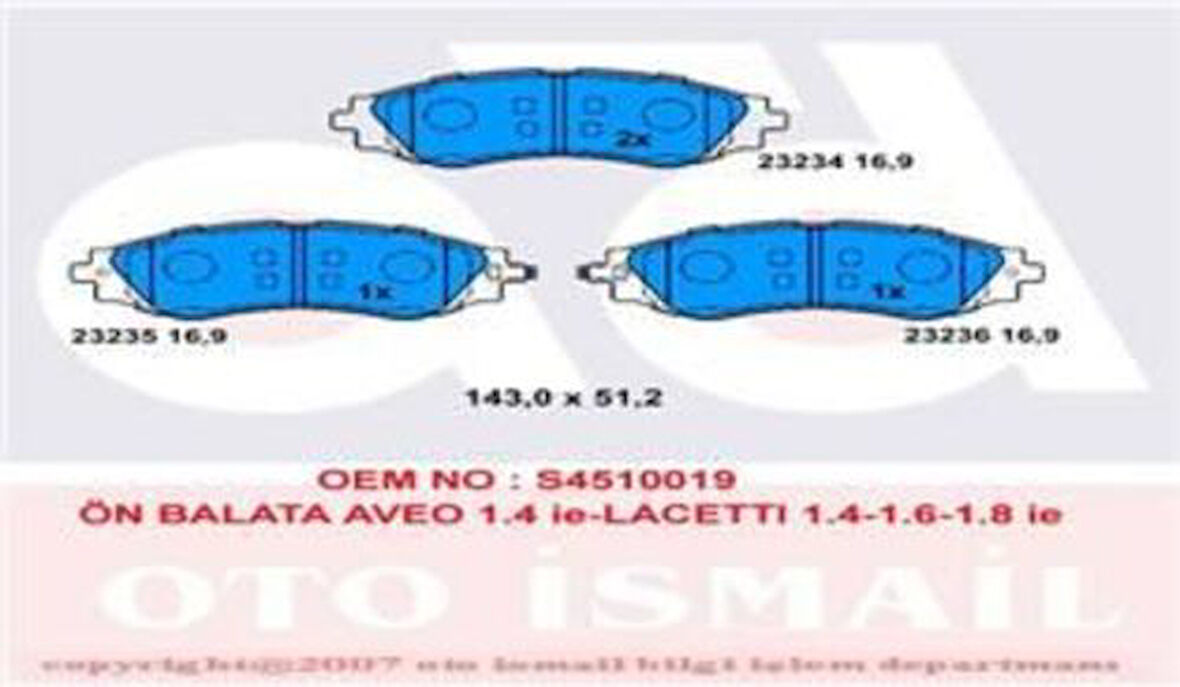 TRW GDB3265 Ön Fren Balatası Nubira 1.6 16V 2.0 16V 05 97-Lanos 1.6 07 99- S4510019