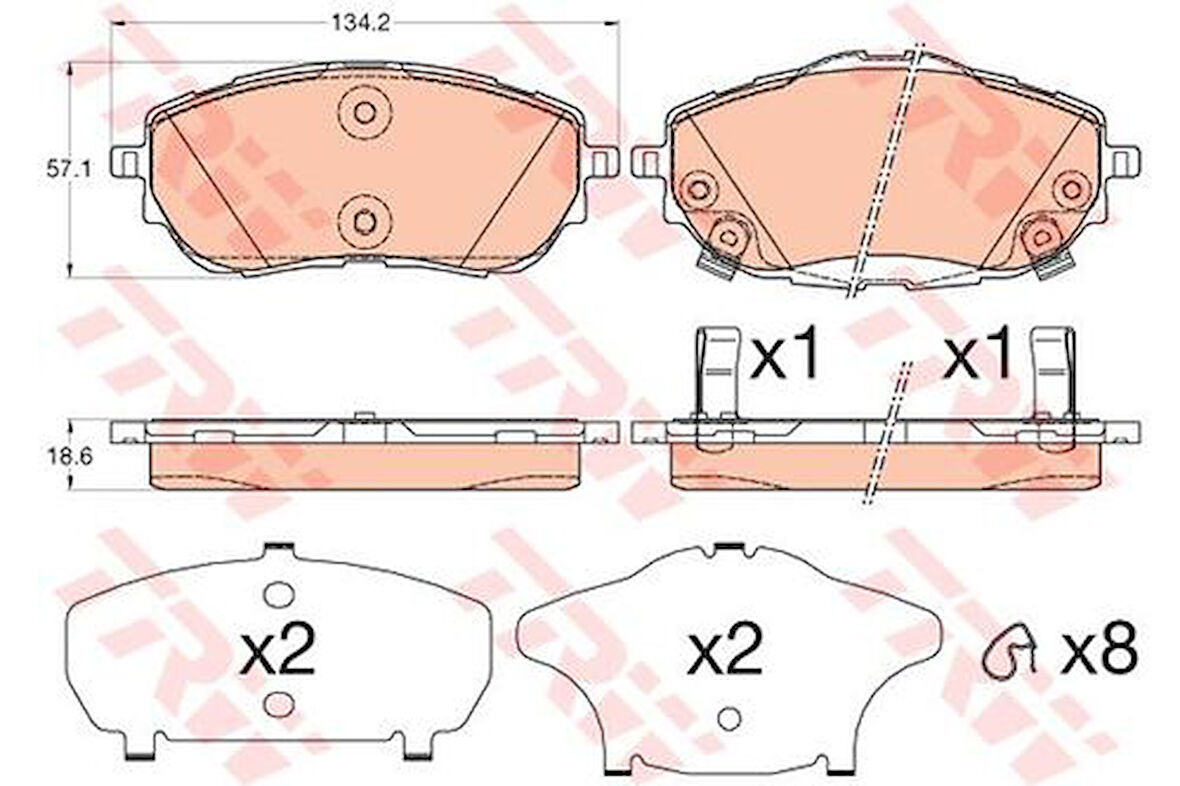 TRW GDB3598 Ön Fren Balatası Toyota Corolla 2013-Auris 2012-1.33 1.6 Benzinli 1.4 D4D Dizel 446502390