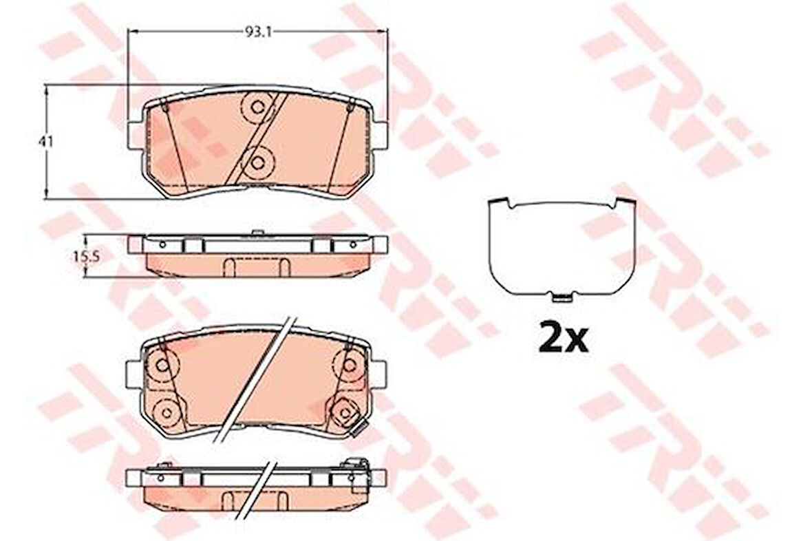 TRW GDB3636 Arka Fren Balatası Hyundai Tucson 2012-ix35 2010-Elektronik El Freni Olmayan Araçlar İçin 58302D7A00