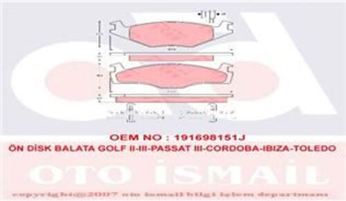 TRW GDB454 Ön Fren Balatası Cordoba Ibiza Toledo Golf II Golf III Passat III Vento Scirocco II 1H0698151