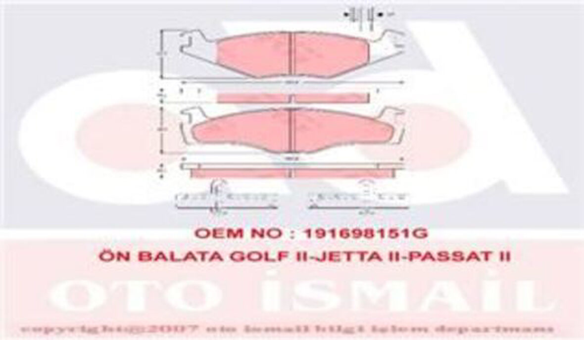 TRW GDB459 Ön Fren Balatası Golf II Golf Cabrio Jetta II Passat II 191698151G