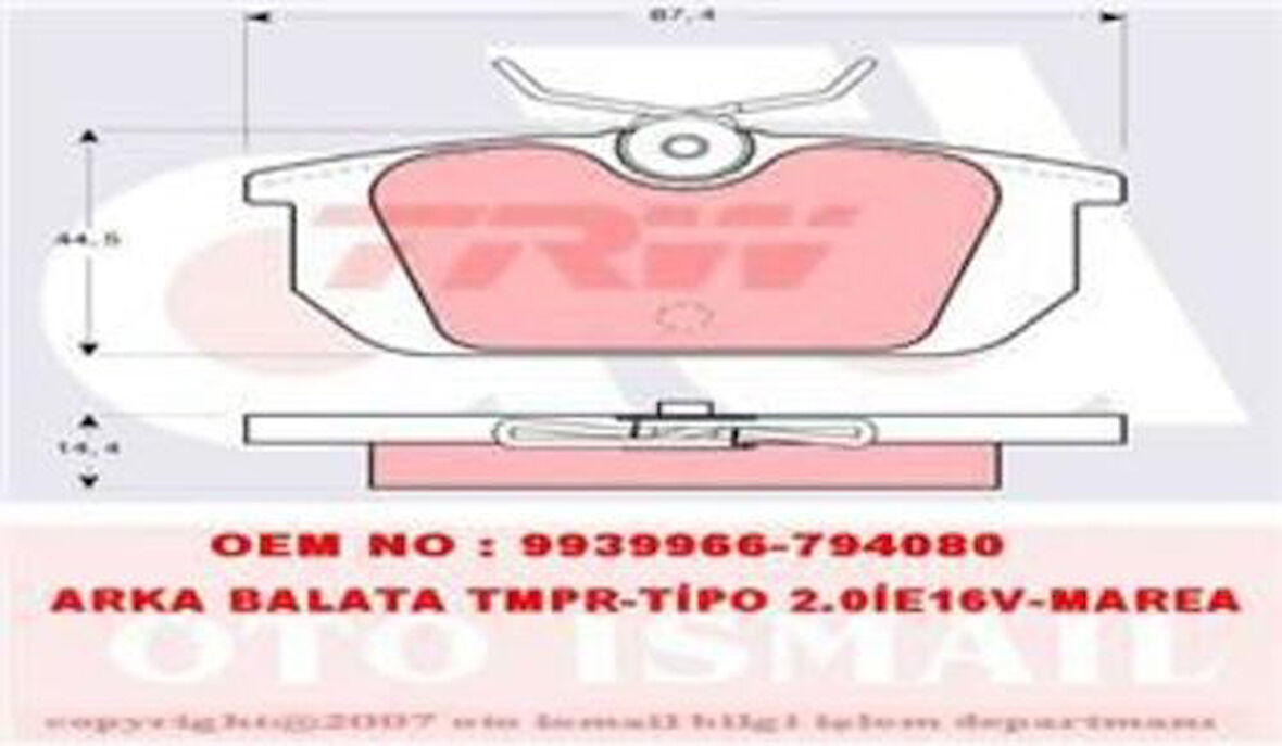 TRW GDB466 Arka Fren Balatası Coupe Marea Marea Weekend Tempra Tipo 2.0Ie 16V 9945822