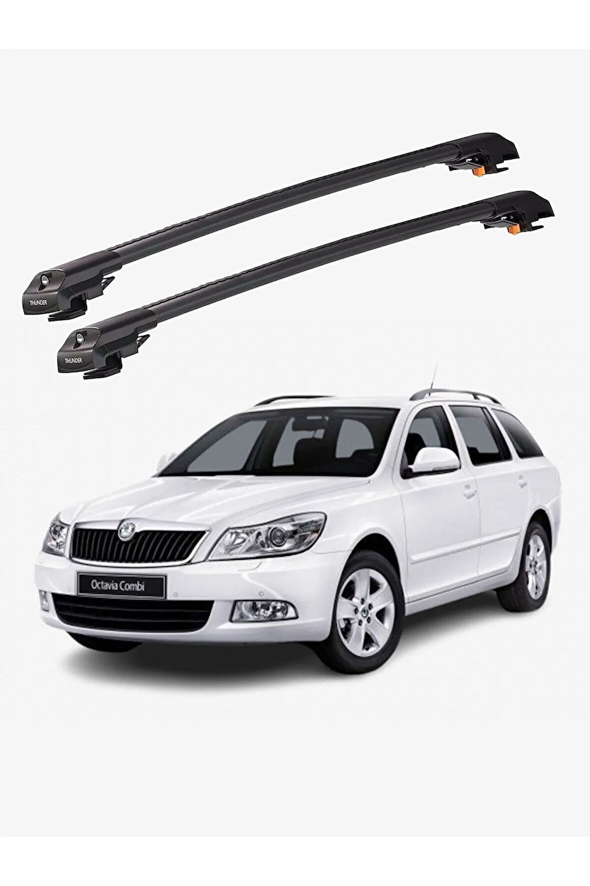 SKODA OCTAVIA 2012-2019 TRX1 Thunder Carrier Kilitli Ara Atkı Taşıyıcı Tavan Barı Gri