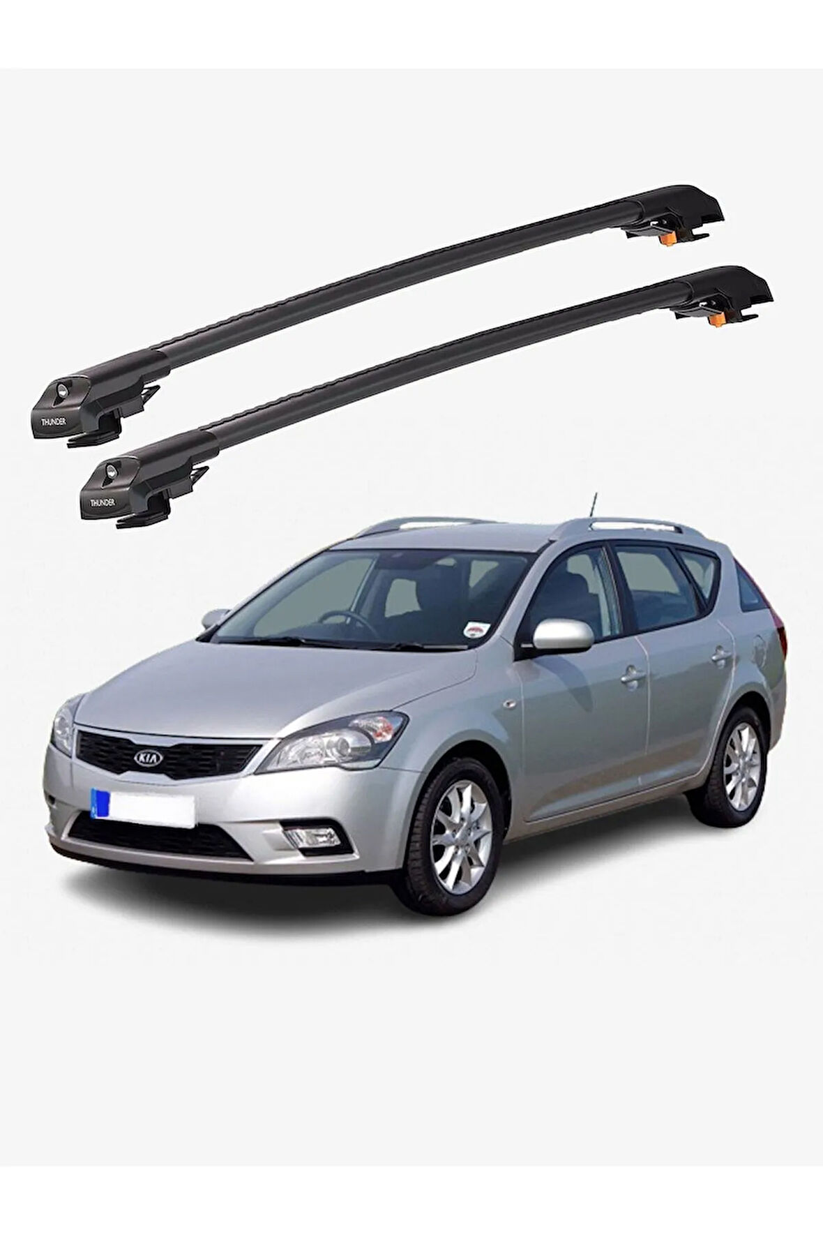 KIA CEED SPORTSWAGON 2007-2012 TRX1 Thunder Carrier Kilitli Ara Atkı Taşıyıcı Tavan Barı Gri