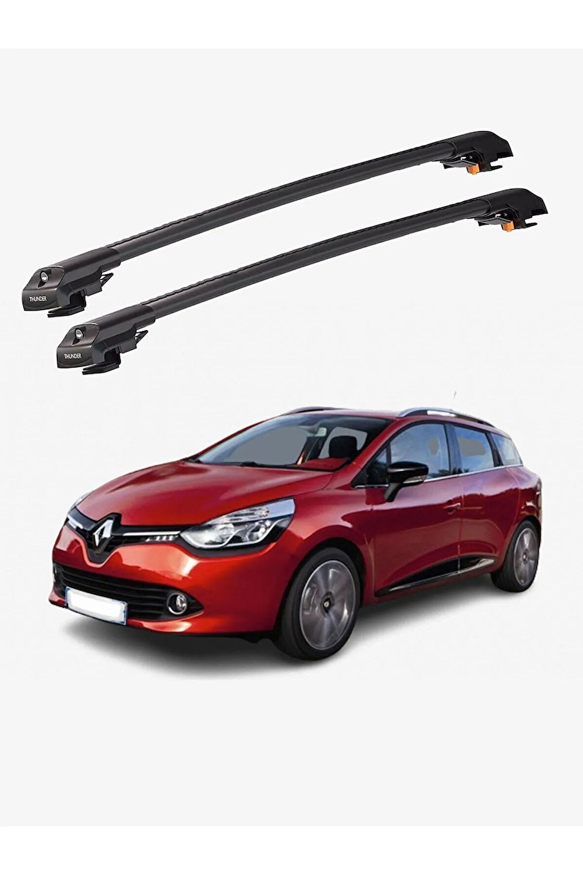 RENAULT CLIO 2013-Sonrası TRX1 Thunder Carrier Kilitli Ara Atkı Taşıyıcı Tavan Barı Gri
