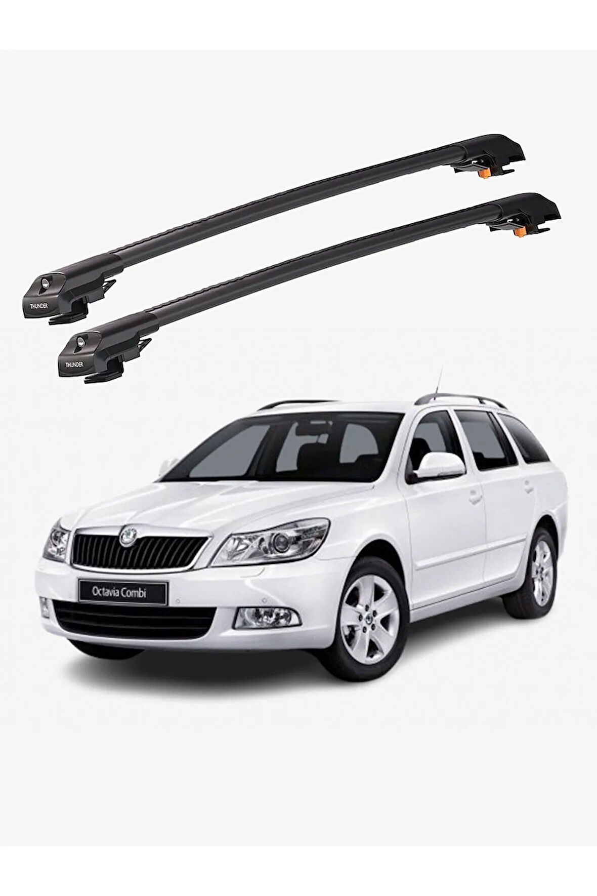 SKODA OCTAVIA 2012-2019 TRX1 Thunder Carrier Kilitli Ara Atkı Taşıyıcı Tavan Barı Siyah