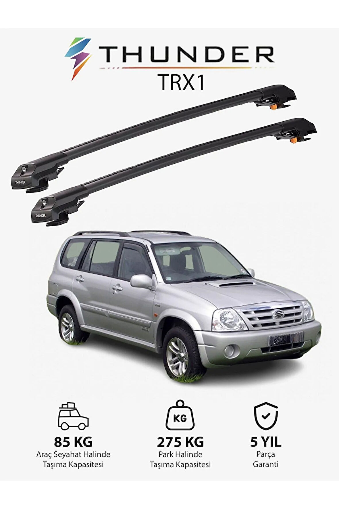 SUZUKI XL-7 1999-2006 TRX1 Thunder Carrier Kilitli Ara Atkı Taşıyıcı Tavan Barı Siyah