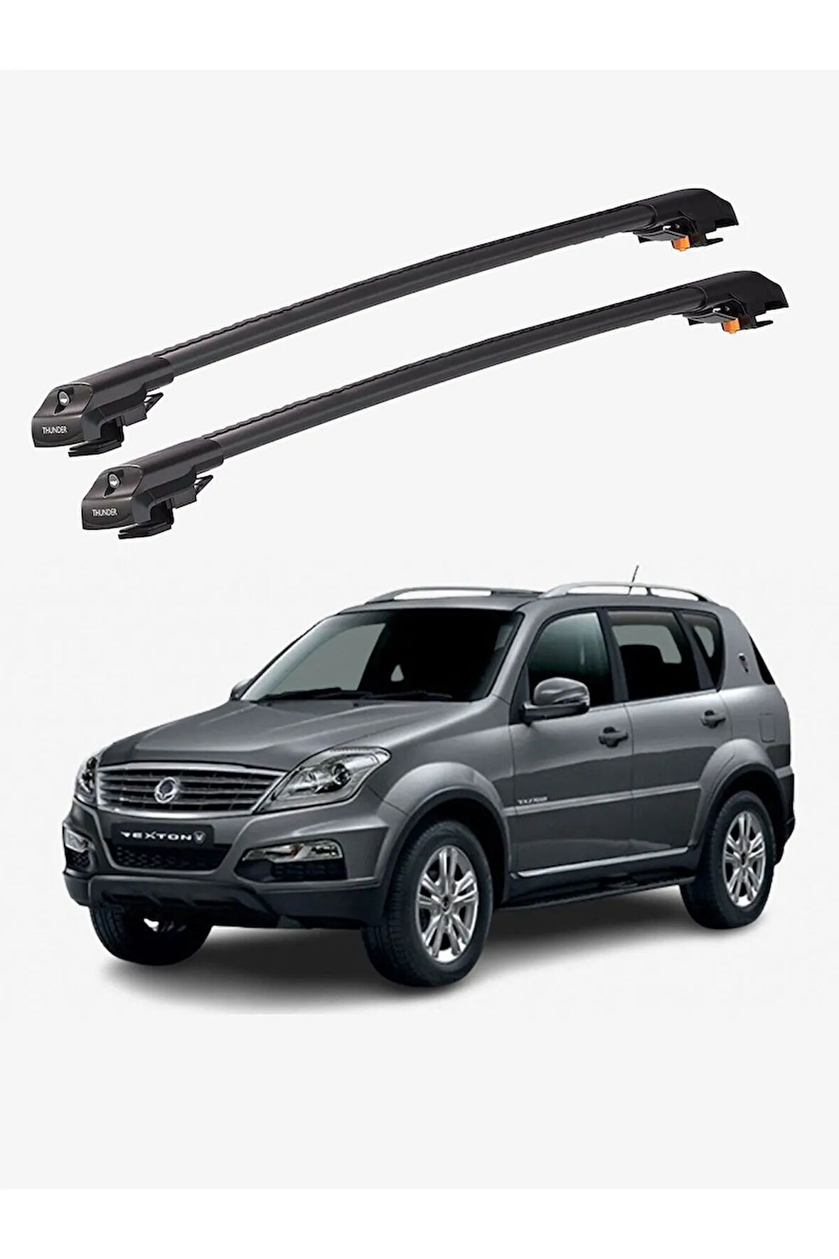 SSANGYONG REXTON 2006-2012 TRX1 Thunder Carrier Kilitli Ara Atkı Taşıyıcı Tavan Barı Siyah