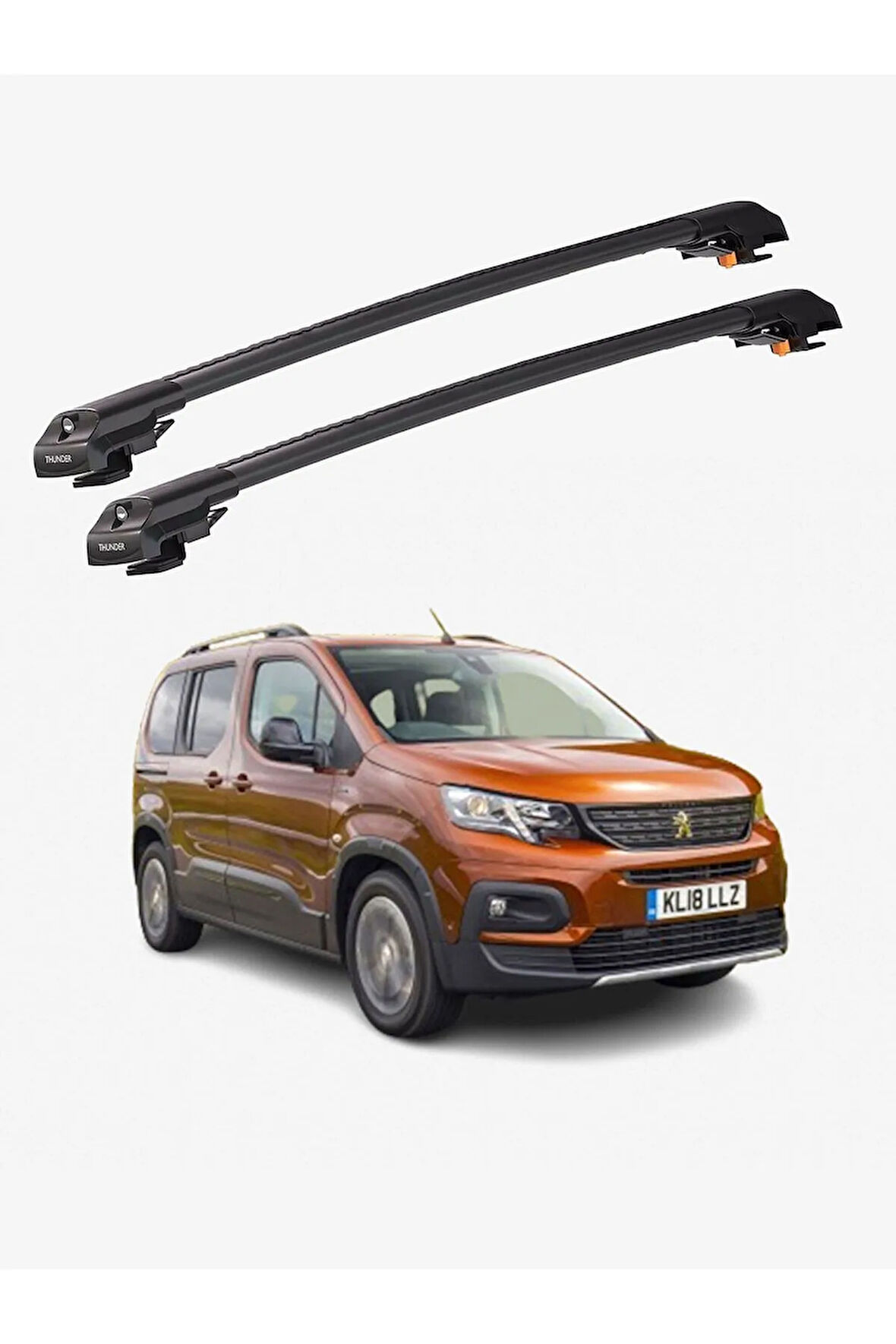 PEUGEOT RIFTER 2019-Sonrası TRX1 Thunder Carrier Kilitli Ara Atkı Taşıyıcı Tavan Barı Siyah